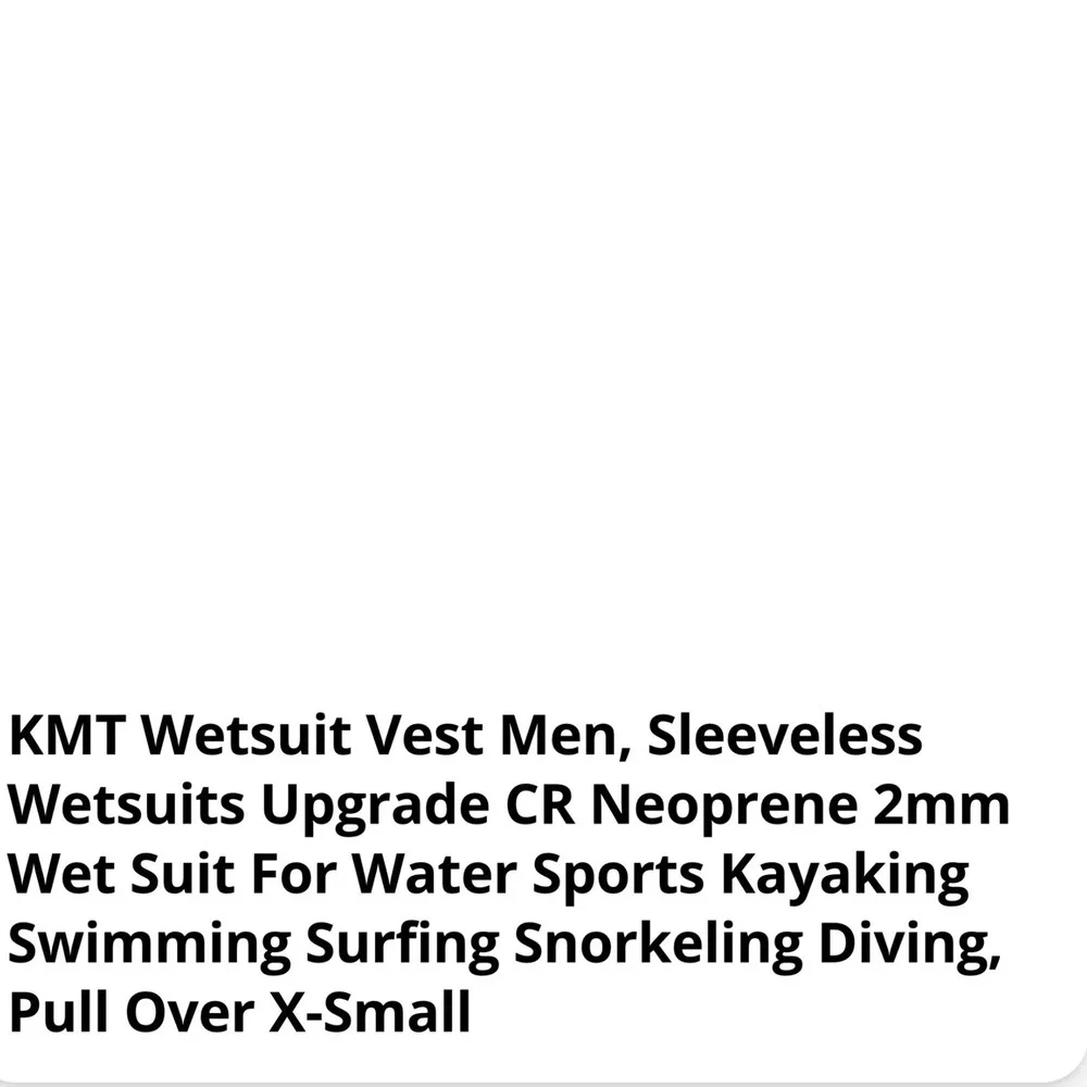 KMT Wetsuit Vest Mens XS Black Excellent 2mm Neoprene Sleeveless Pullover Top